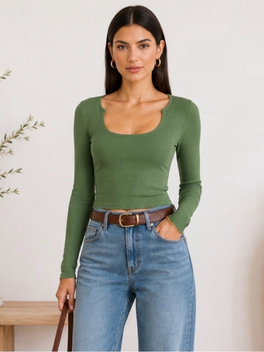 Free People Clean Slate Layering Top Boho Green XS/S